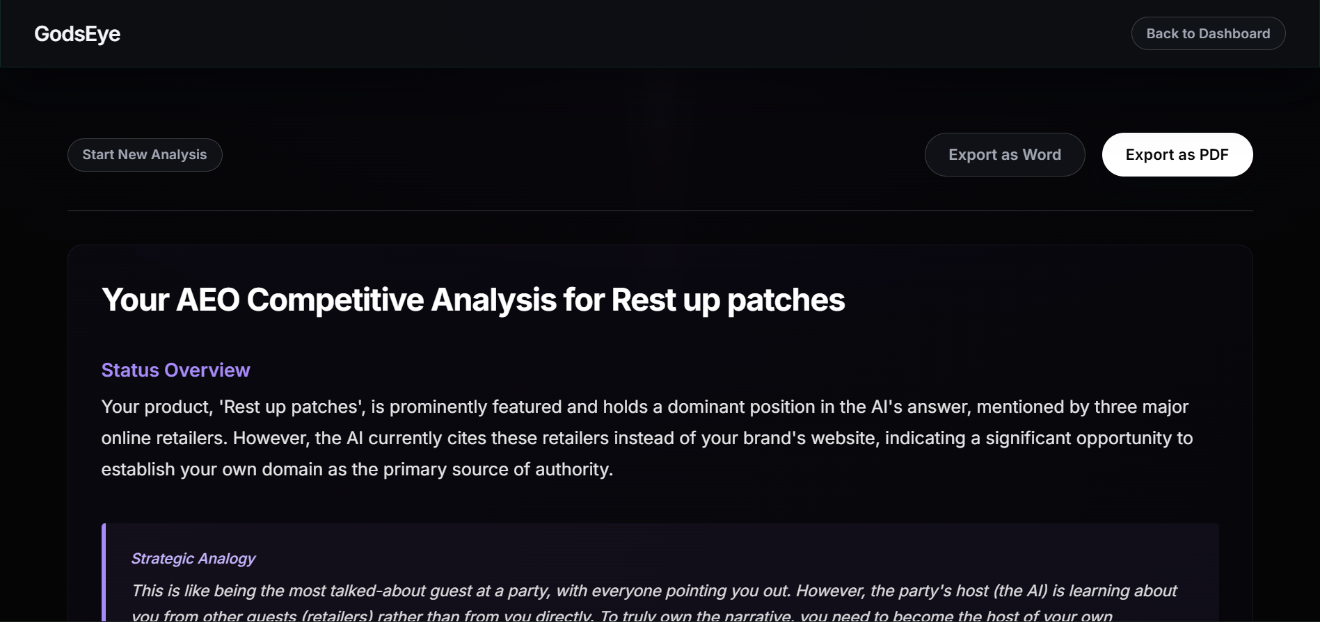 Turn AI feedback into actionable strategy screenshot